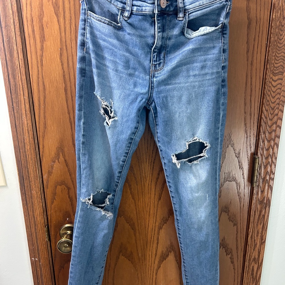American Eagle Outfitters Ripped Blue Skinny Jeans